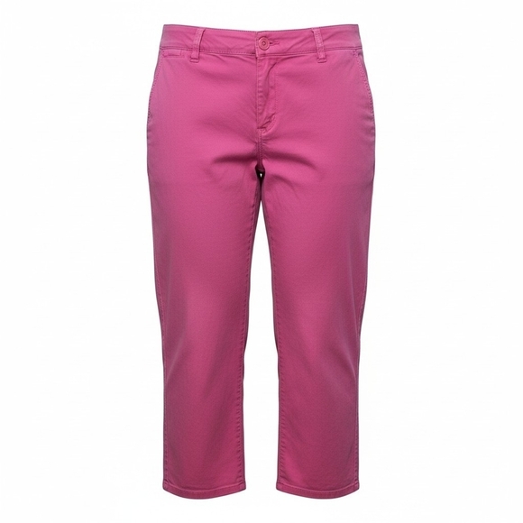 crown & ivy Denim - Crown & Ivy Charlotte Women’s 10 Bright Pink Capri Jeans 4 Pocket Clamdiggers